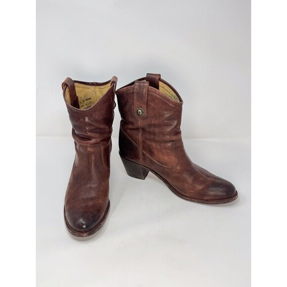 FRYE Jackie Womens Western Boots Brown Leather Button Short Booties Heeled US 11 - Picture 3 of 12